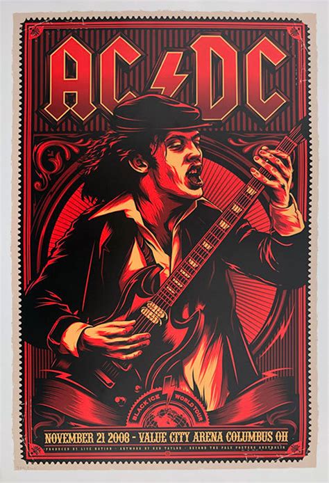 AC/DC Columbus 2008 original Concert Poster Ken Taylor Angus | Etsy