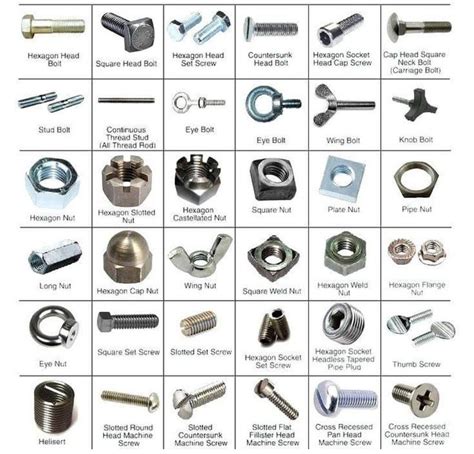 Types of Nuts, Bolts, Screws : coolguides | Screws and bolts, Garage ...