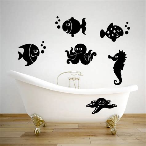 Creative Funny Fish Toilet Bathroom Removable Vinyl Wall stickers ...