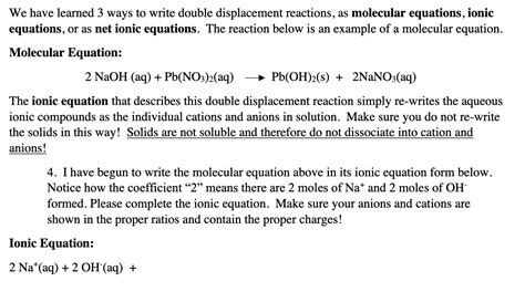 Solved We have learned 3 ways to write double displacement | Chegg.com