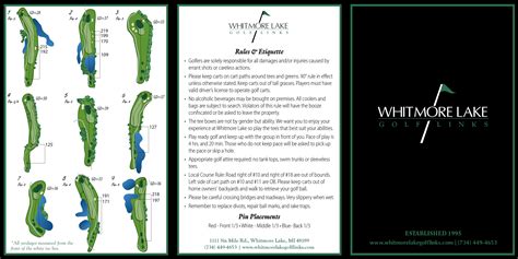 Scorecard - Whitmore Lake Golf Links