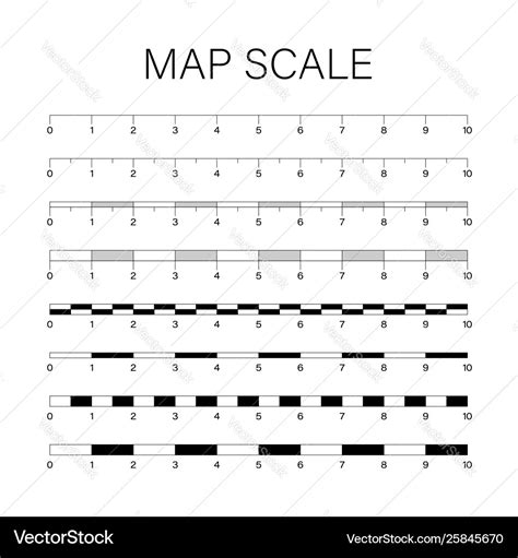 Map scales graphics for measuring distances stock Vector Image