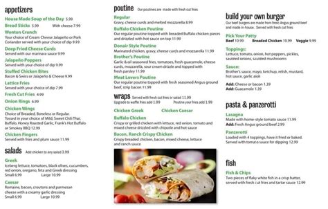 Menu at Brothers Pizza restaurant, Peterborough