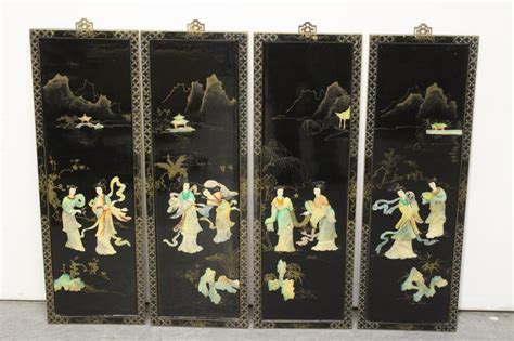 Sold Price: Set of 4 Chinese lacquer wall panels - January 1, 0120 2:00 ...