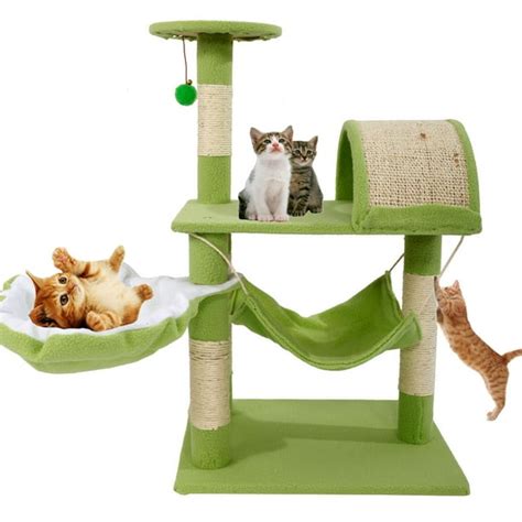 Zimtown 32 in Cat Tree Climbing Tower Condo Scratcher Kitten , Green ...