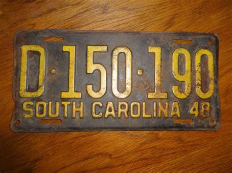 1948 South Carolina License Plate # D*150*190 | License plate, South ...