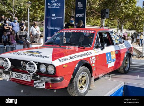 BARCELONA, SPAIN - Nov 03, 2021: A closeup of a red Lancia Beta Coupe ...