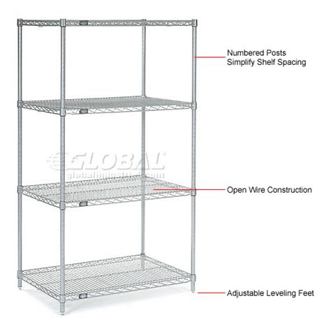 Nexel® Chrome Wire Shelving Starter - 24"W x 24"D x 63"H | 188280 ...