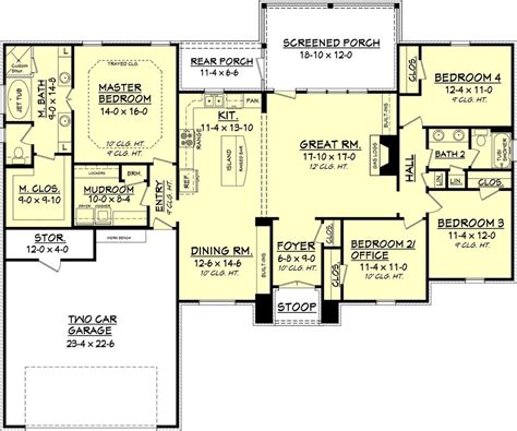 European Style House Plan - 4 Beds 2 Baths 2000 Sq/Ft Plan #430-74 ...