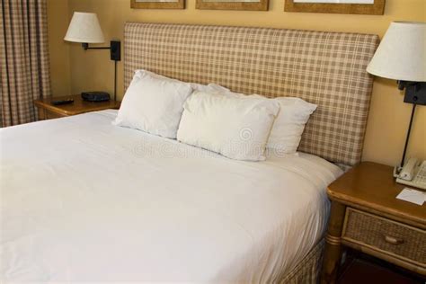 Hotel Resort Bed and White Linen Stock Photo - Image of lodging, home ...