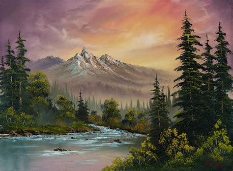 Mountain Sunset Painting by C Steele