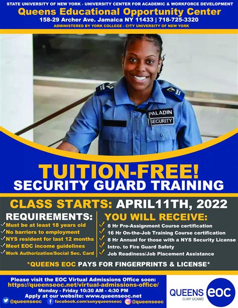 SECURITY GUARD TRAINING - CLASS STARTS: APRIL 11TH, 2022 - SUNY Queens ...