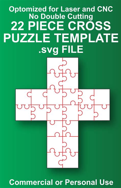 22 Piece Cross Puzzle Template Instant Download SVG File - Etsy