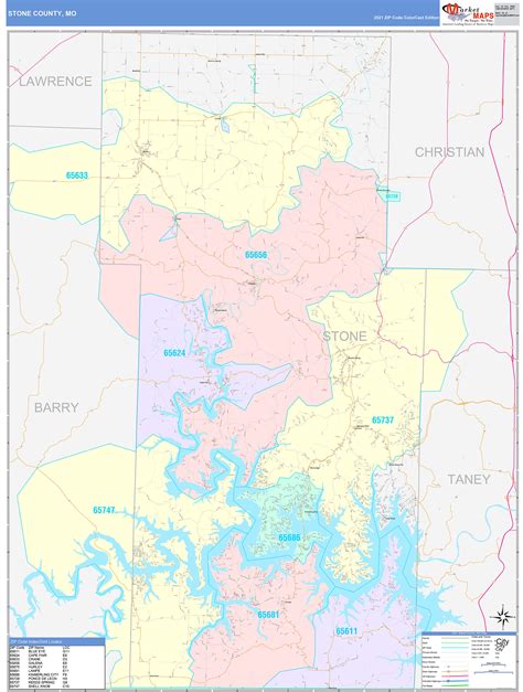 Stone County, MO Wall Map Color Cast Style by MarketMAPS - MapSales.com