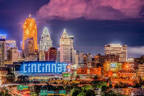 2019 Cincinnati Ohio Night Skyline Photograph by Dave Morgan