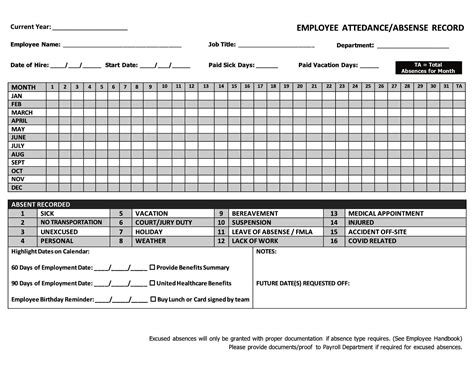 Printable Employee Attendance Report | Etsy