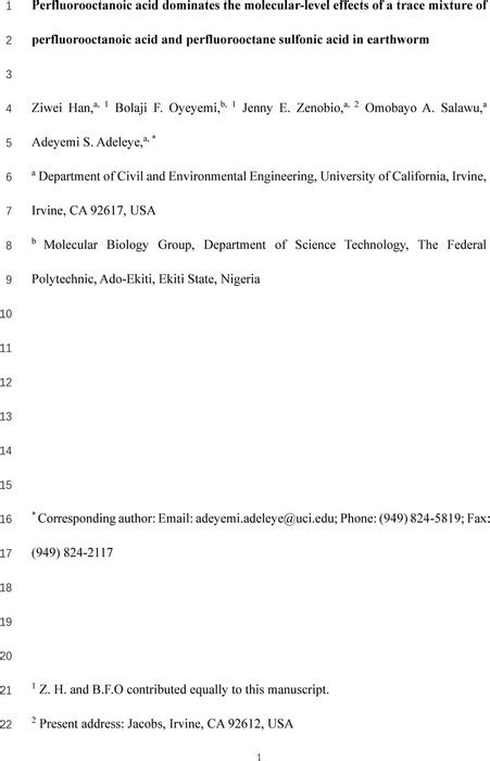 Perfluorooctanoic acid dominates the molecular-level effects of a trace ...