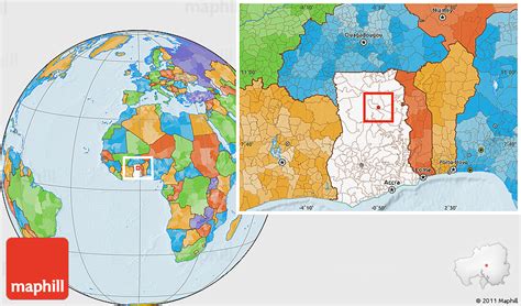 Political Location Map of Tamale, highlighted country