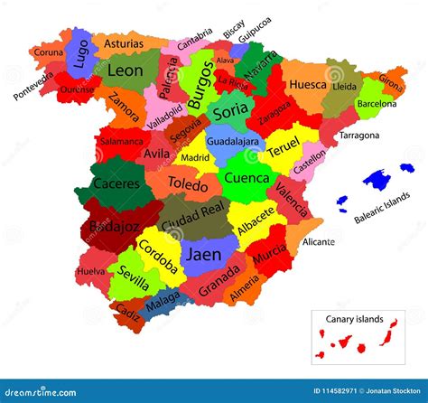 Editable Colorful Map of Spain. Autonomous Communities of Spain ...