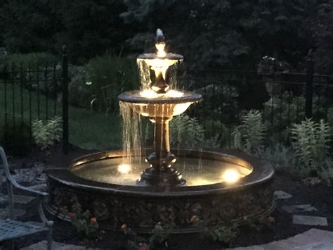 Outdoor garden fountains with lights | Hawk Haven