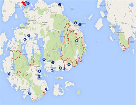 Camping Map Trails - Acadia National Park