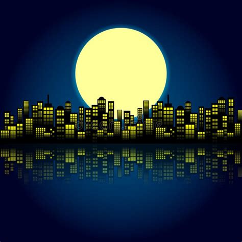 Style Cartoon Night City Skyline Background. Stock Vector ...