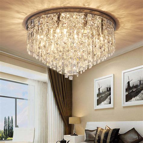 Contemporary Round Crystal Chandelier - Flush Mount Ceiling Lights - Sofary