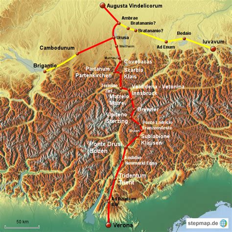 StepMap - Via Raetia - Landkarte für Österreich