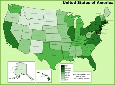 USA population density map - Ontheworldmap.com