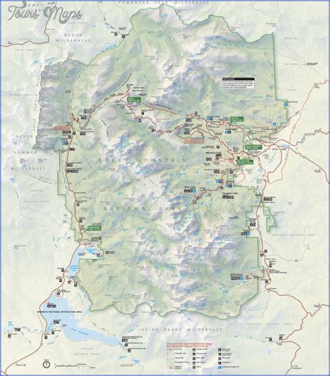 Estes Park Hiking Trails Map - ToursMaps.com