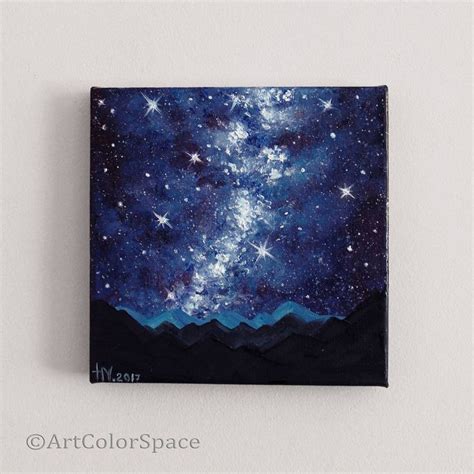 Milky Way Painting Night Sky Oil Painting on Canvas Starry Sky Small ...