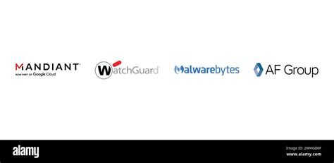 Malwarebytes, WatchGuard, AF Group, Mandiant. Vector illustration ...