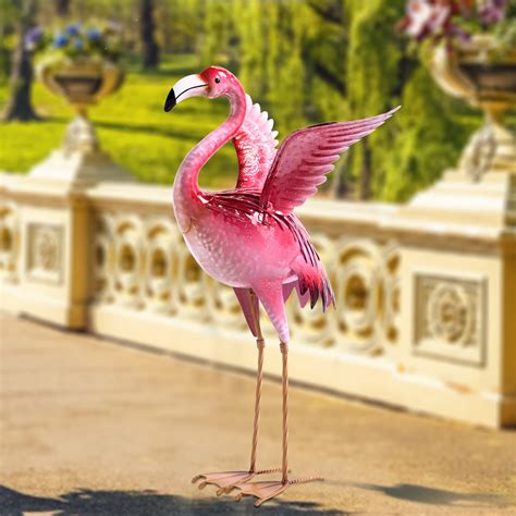 Buy Garden Flamingo Statues and Sculptures, Outdoor Metal Bird Yard Art ...