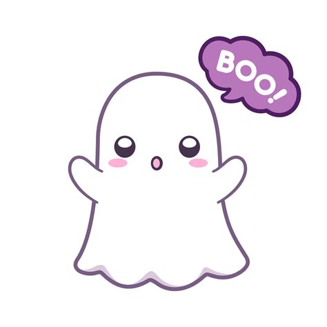 Cute ghost saying BOO Halloween ghost clipart cartoon element vector ...