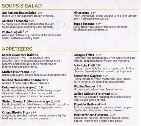 Olive Garden Menu, Menu for Olive Garden, Silverdale, Silverdale ...