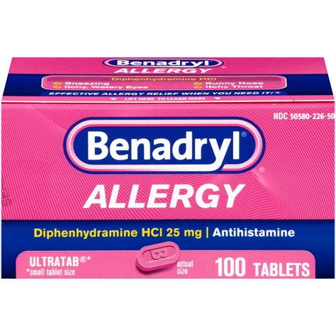 Benadryl Allergy DiphenhydramineHCI25 mg Ultratab