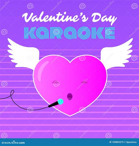 Flying Heart Valentines Karaoke Stock Vector - Illustration of holiday ...