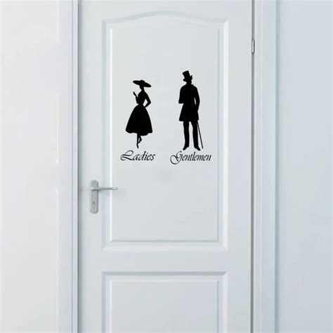 Gentlemen & Ladies Toilet WC Bathroom Door Sign Vinyl Wall Stickers ...