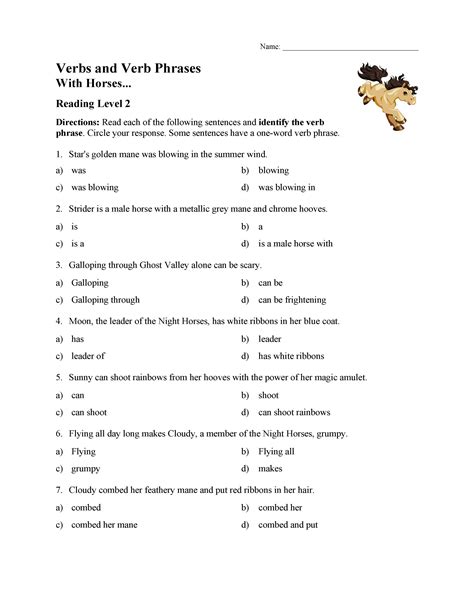 Verb Phrases Test - With Horses | Reading Level 2 | Preview