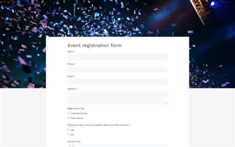 Event registration form template for Google Forms