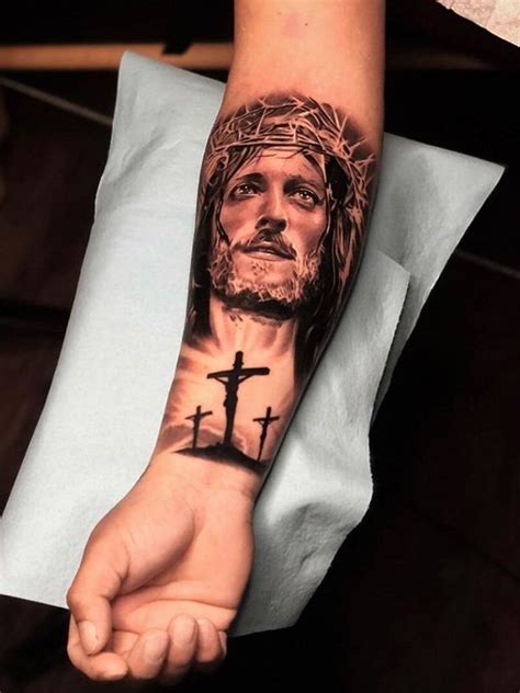 Jesus On Cross Tattoo On Forearm