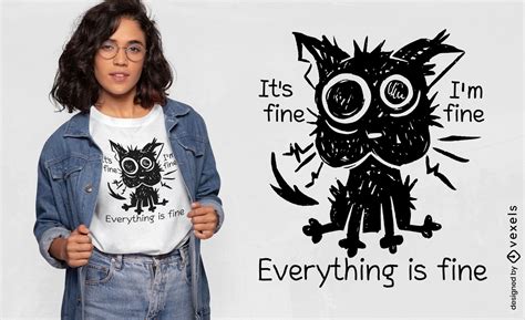 Stressed Cat Funny T-shirt Design Vector Download