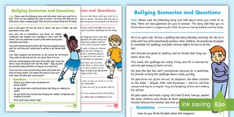 Anti-Bullying Story and Questions 1 Worksheet (teacher made)