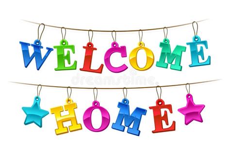 Colorful Welcome Home Banner with Tags Stock Vector - Illustration of ...