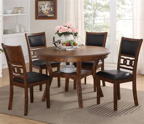 New Classic Gia D1701-50S-BRN Dining Table and Chair Set with 4 Chairs ...