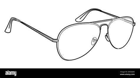 Aviator frame glasses fashion accessory illustration. Sunglass 3-4 view ...