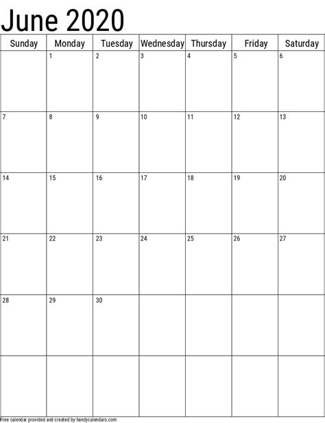 June 2020 Calendar With Holidays - Handy Calendars