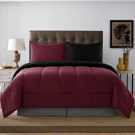 Solid Reversible Black/Burgundy 2-piece Twin XL Comforter Set - Walmart.com