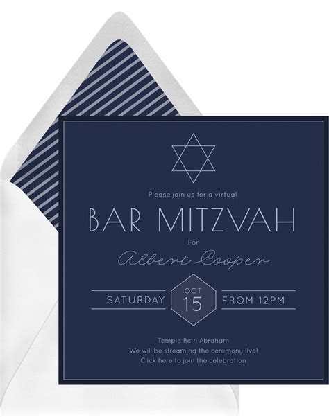 Simple Bar Mitzvah Invitations in White | Greenvelope.com