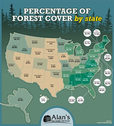 The forest cover of the United States mapped - Vivid Maps